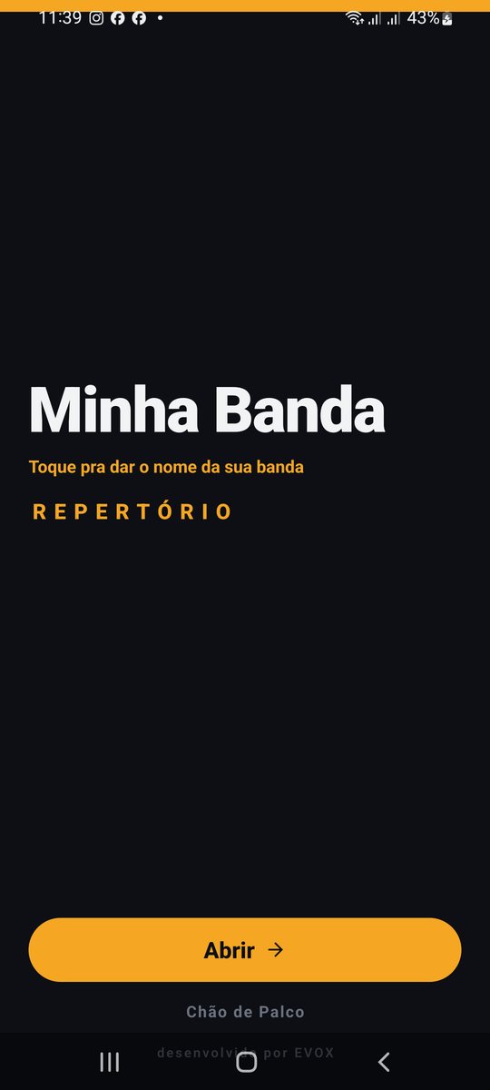 Tela de entrada do Chão de Palco